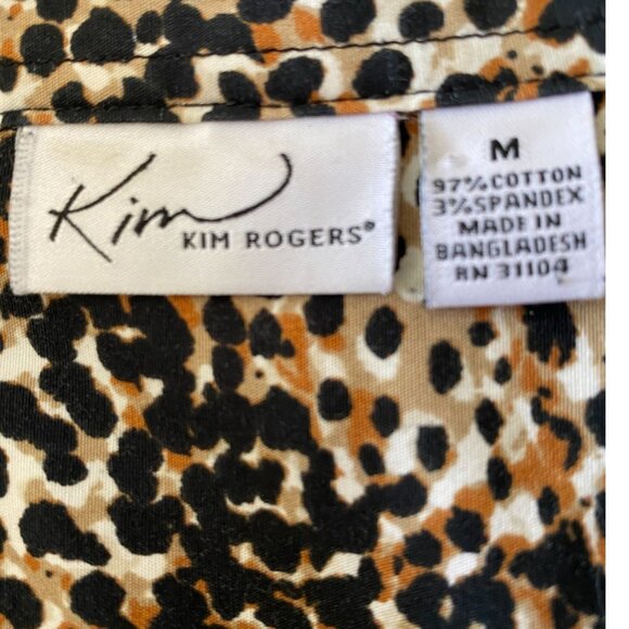 Kim Rogers Womens Cotton/Spandex Button-Up Blouse Size M Mobwife Animal Print - Picture 3 of 9